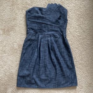 Strapless mini dress w/ pleated front